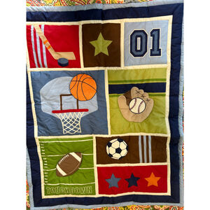Little Bedding‎ Unisex Quilt Blue Green Sports 41.5 x 32.5 inches